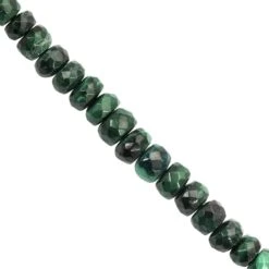 105cts Malachite Faceted Roundels Approx 4x1 To 8x4mm 29cms Strand