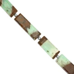 60cts Bio Chrysoprase Faceted Slice Bars Approx 12x6 To 23x8mm, 20cm Strand With Spacers