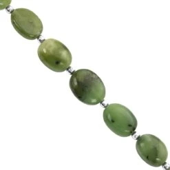 55cts Green Nephrite Jade Smooth Oval Approx 9x6 To 14x10mm,14cm Strand With Spacers