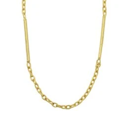 18" Gold Plated 925 Sterling Silver Chain With Flat Link (Pack Of 1)