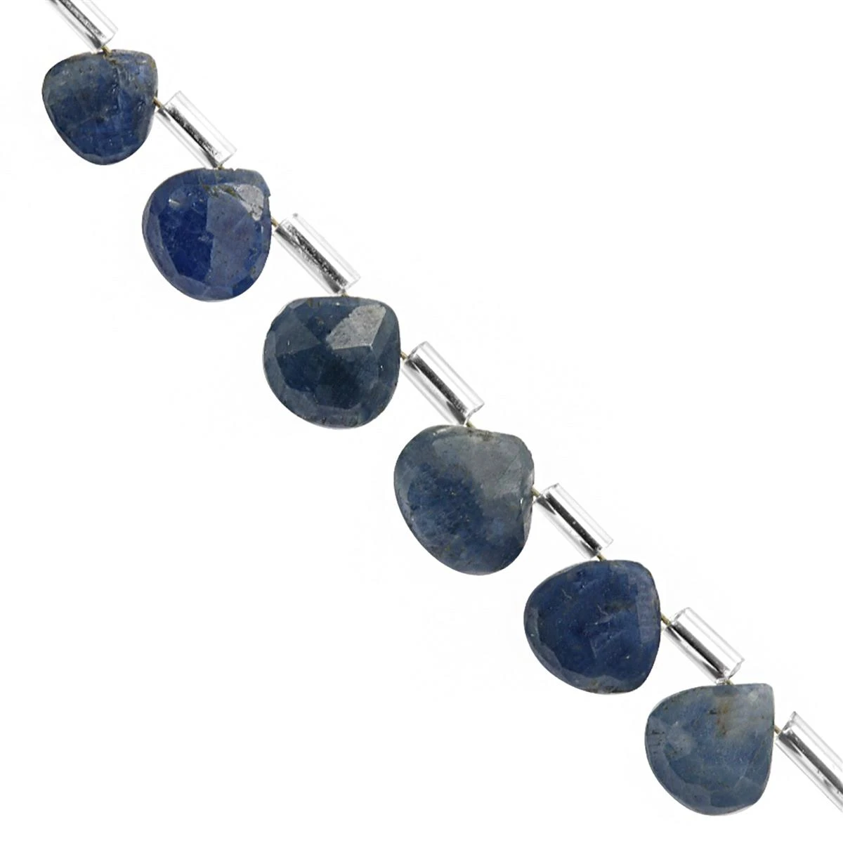 22cts Blue Sapphire Faceted Heart Approx 5 To 7mm, 12cm Strand With Spacer,