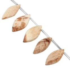 95cts Scolecite Smooth Marquoise Approx 16x8 To 30x12mm, 19cm Strand With Spacers