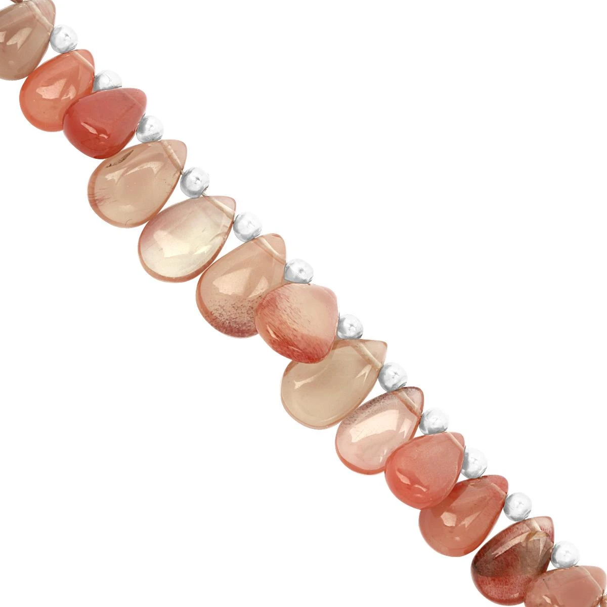 65cts Andesine Smooth Pear Approx 7x5 To 13x9mm, 20cm Strand With Spacers