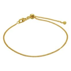 Gold Plated Flush 925 Sterling Silver Adjustable Bracelet, Curb DC Chain, 8inch (1Pack)