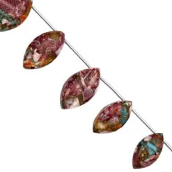 25cts Purple Spiney Oyster Turquoise Plain Marquise Approx 12x6 To 17x9mm, (5pcs) 8cm Strand With Spacers