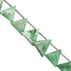 100cts Green Scolecite Smooth Trillions Approx 12x15 To 18x19mm, 18cm Strand With Spacers