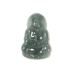 25cts Type A Olmec Blue Jadeite Guanyin Pendant Approx 22x45mm