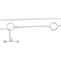 925 Sterling Silver Cable Chain With Extender With Toggle Clasp, 16", Extends To 18"