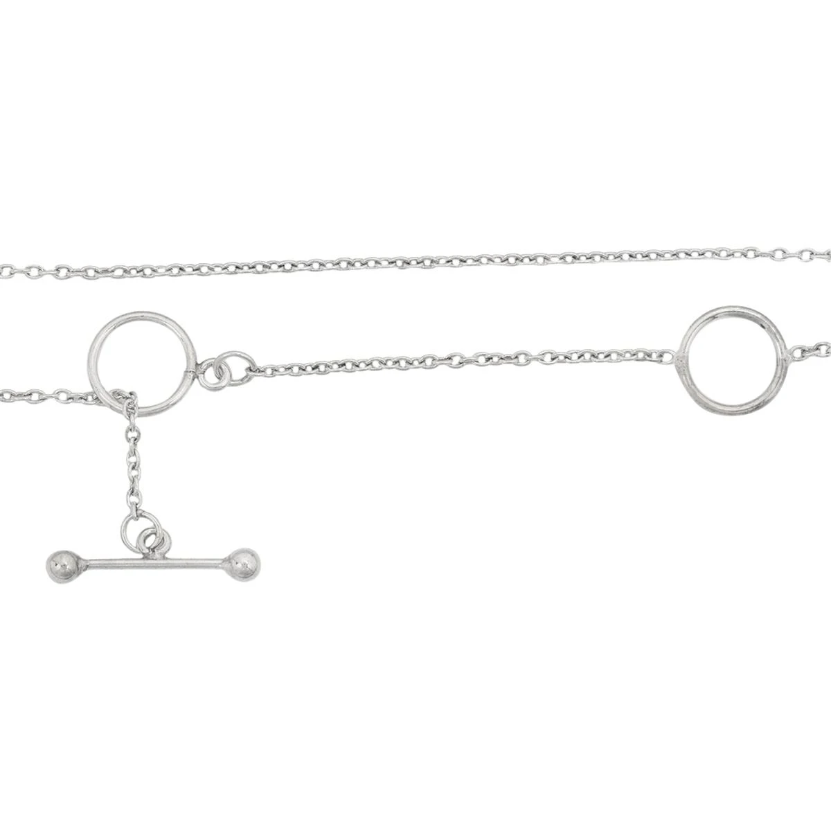 925 Sterling Silver Cable Chain With Extender With Toggle Clasp, 16", Extends To 18"