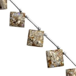 45cts Mojave Australian Opal Smooth Square Approx 16 To 19mm, 14cm Strand With Spacers