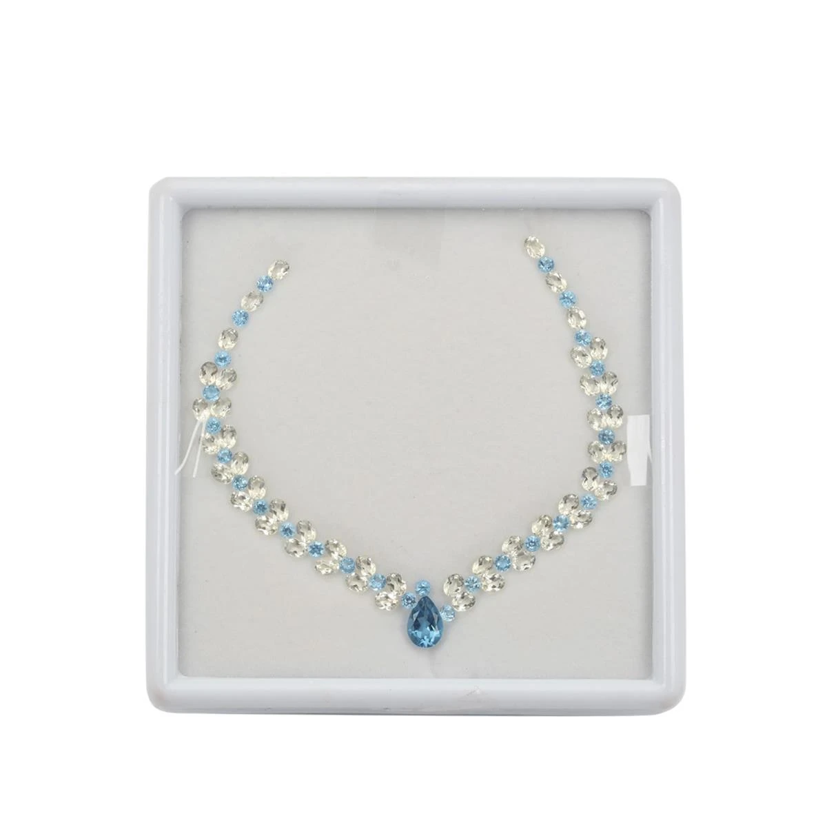 10.50cts Swiss Blue Topaz & Serenite Mixed Shape & Size Necklace Boxes