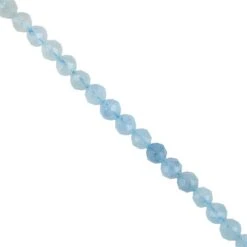 40cts Aquamarine Faceted Rounds Approx 4.5mm, 38cm Strand