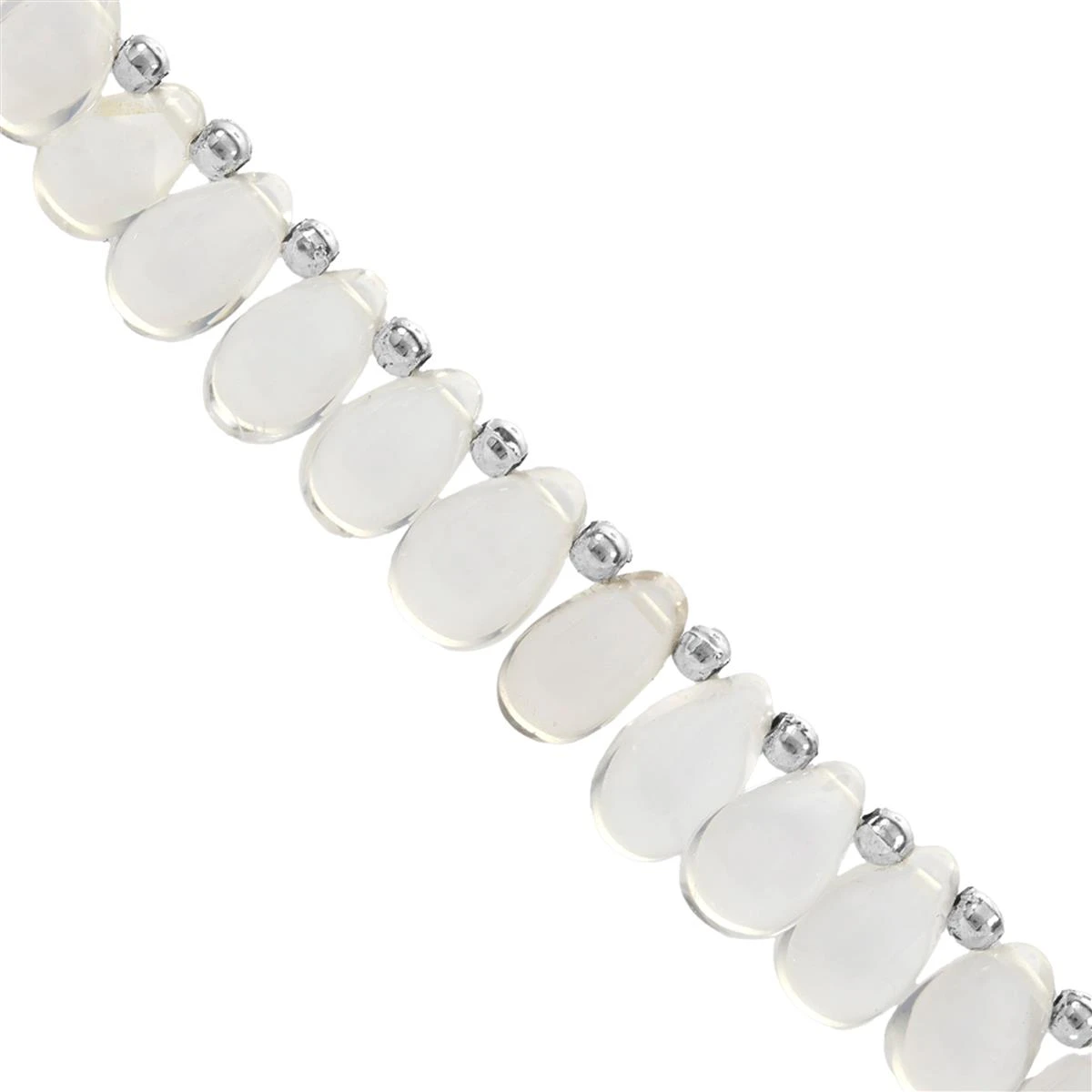 85cts Clear Quartz Smooth Drops Approx 7x5 To 11x7mm, 20cm Strand With Spacers