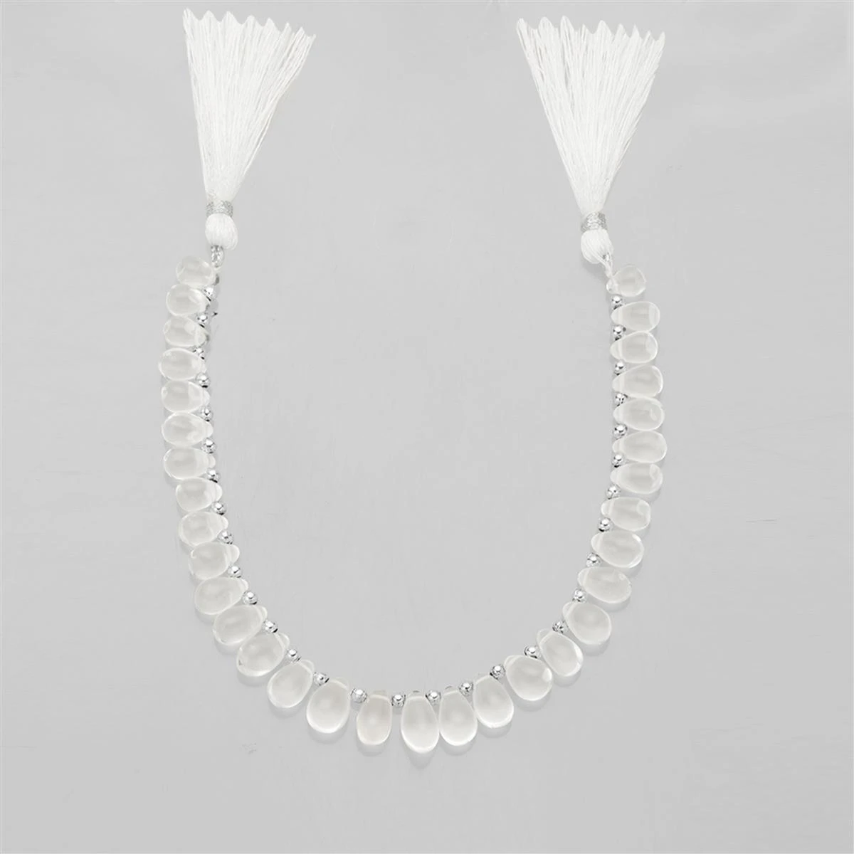 85cts Clear Quartz Smooth Drops Approx 7x5 To 11x7mm, 20cm Strand With Spacers - Image 2