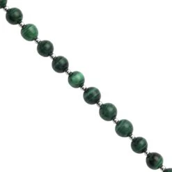 40cts Malachite Smooth Round Approx 4 To 5mm 20cm Strand With Spacers