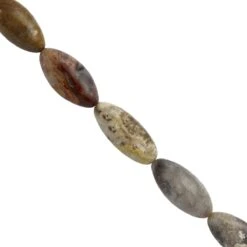 75cts Crazy Lace Agate Smooth Rice Beads Approx 14x6 To 18x8mm 19cm Strands