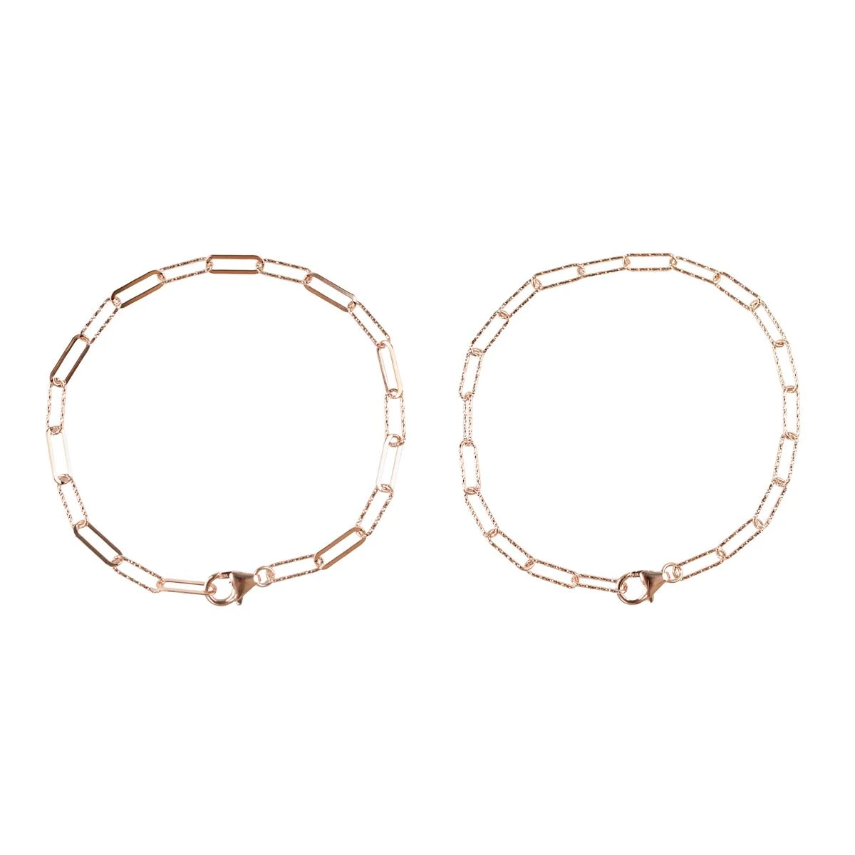 Rose Gold Plated 925 Sterling Silver Twisted And Hammered Link Bracelets Approx 19cm, (0.65 Wirex3.3x10.6mm) (2pcs)