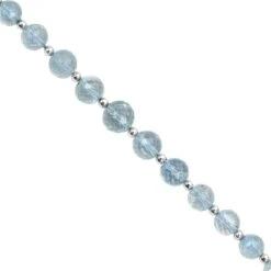 30cts Aquamarine Faceted Round Approx 4 To 7mm, 20cm Strands With Spacers