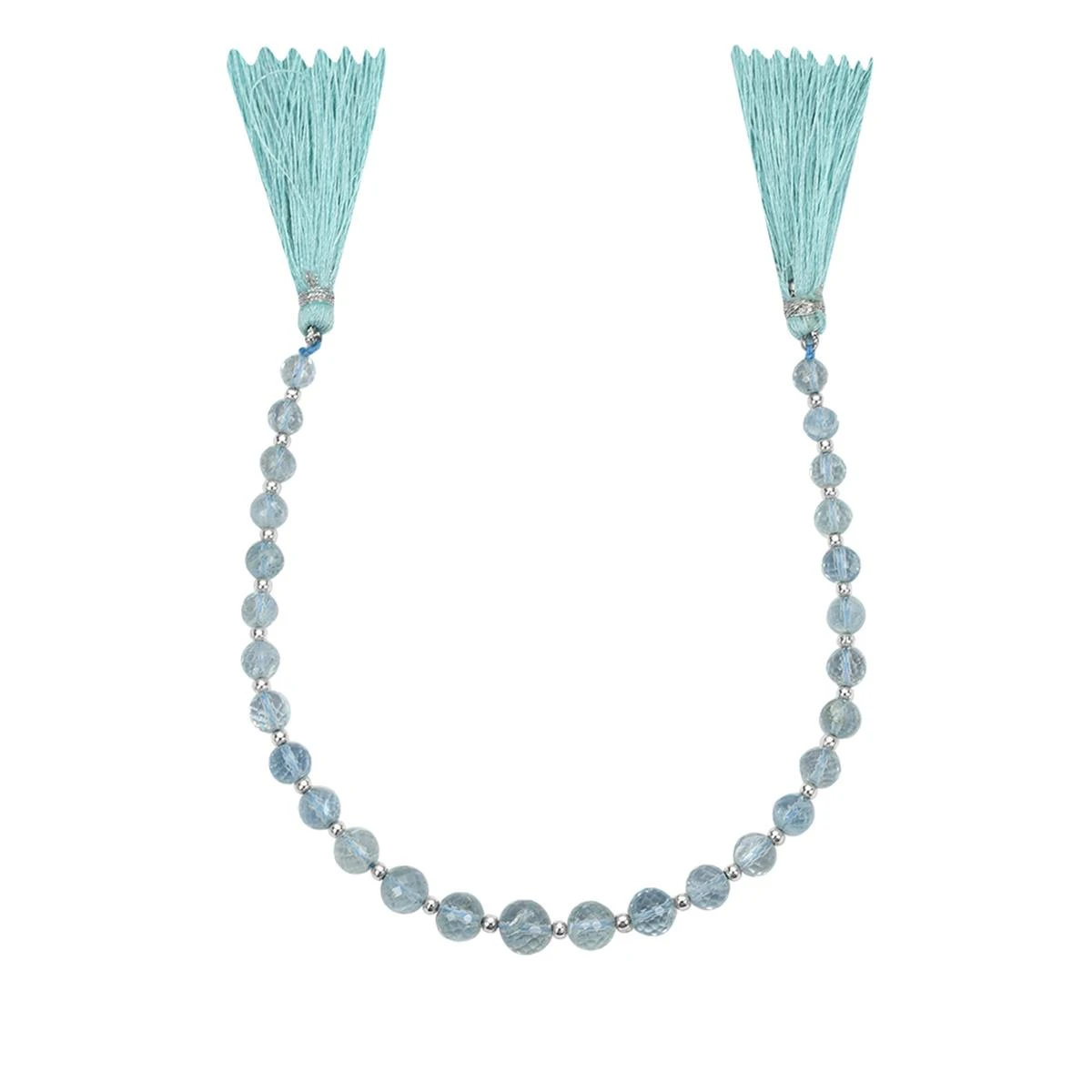30cts Aquamarine Faceted Round Approx 4 To 7mm, 20cm Strands With Spacers - Image 2