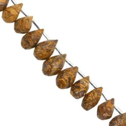 90cts Mariam Jasper Faceted Drops Approx 10x6 To 16x9mm, 15cm Strand With Spacers