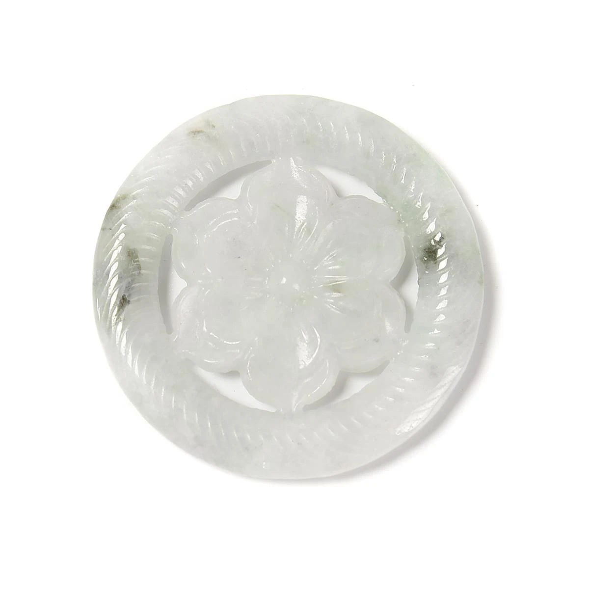 95cts Type A White Jadeite Floating Lotus Pendant, Approx 50mm