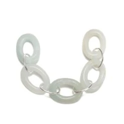 925 Sterling Silver & Amazonite Oval Link Chain, 13cm Length