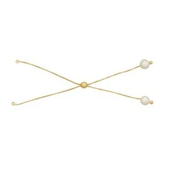 Gold Plated 925 Sterling Silver Slider Bracelet With Approx 8mm South Sea Pearl & Box Chain, Approx 24cm