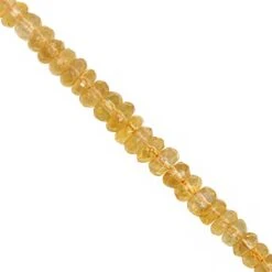 30cts Citrine Faceted Roundelles Approx 3x1 To 5x3mm, 20cm Strand With Spacers
