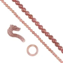 Strawberry Quartz Dragon Clasp & 6mm Red Strawberry Quartz Faceted Rounds, 38cm Strand & 10mm Quartz Faceted Rounds, 20cm Strand