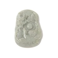 72cts Type A Green Jadeite Carved Good Fortune Pendant Approx 30x45mm,1pc
