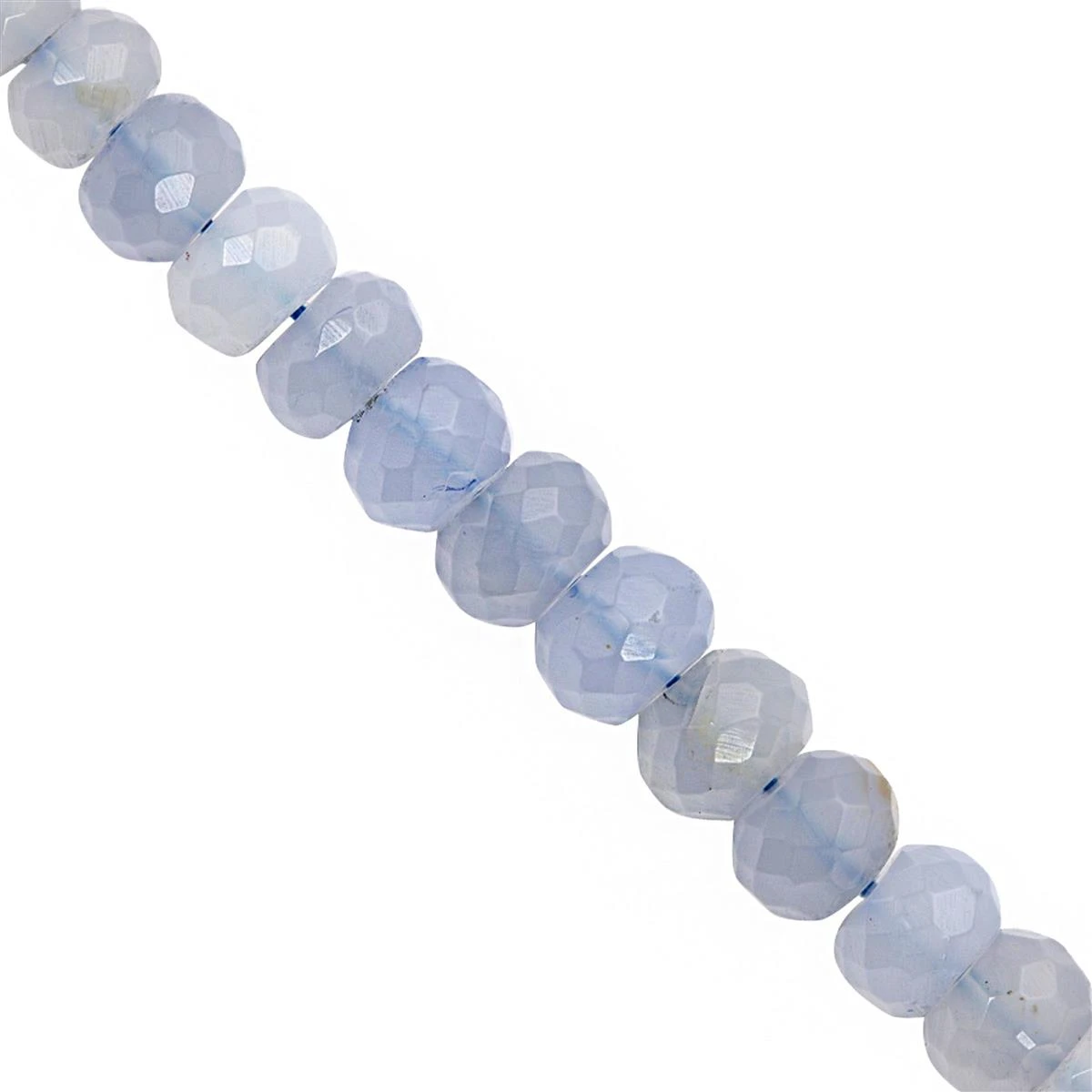 50cts Blue Chalcedony Faceted Rondelles Approx 5x3 To 7x5mm, 15cm Strand With Spacers