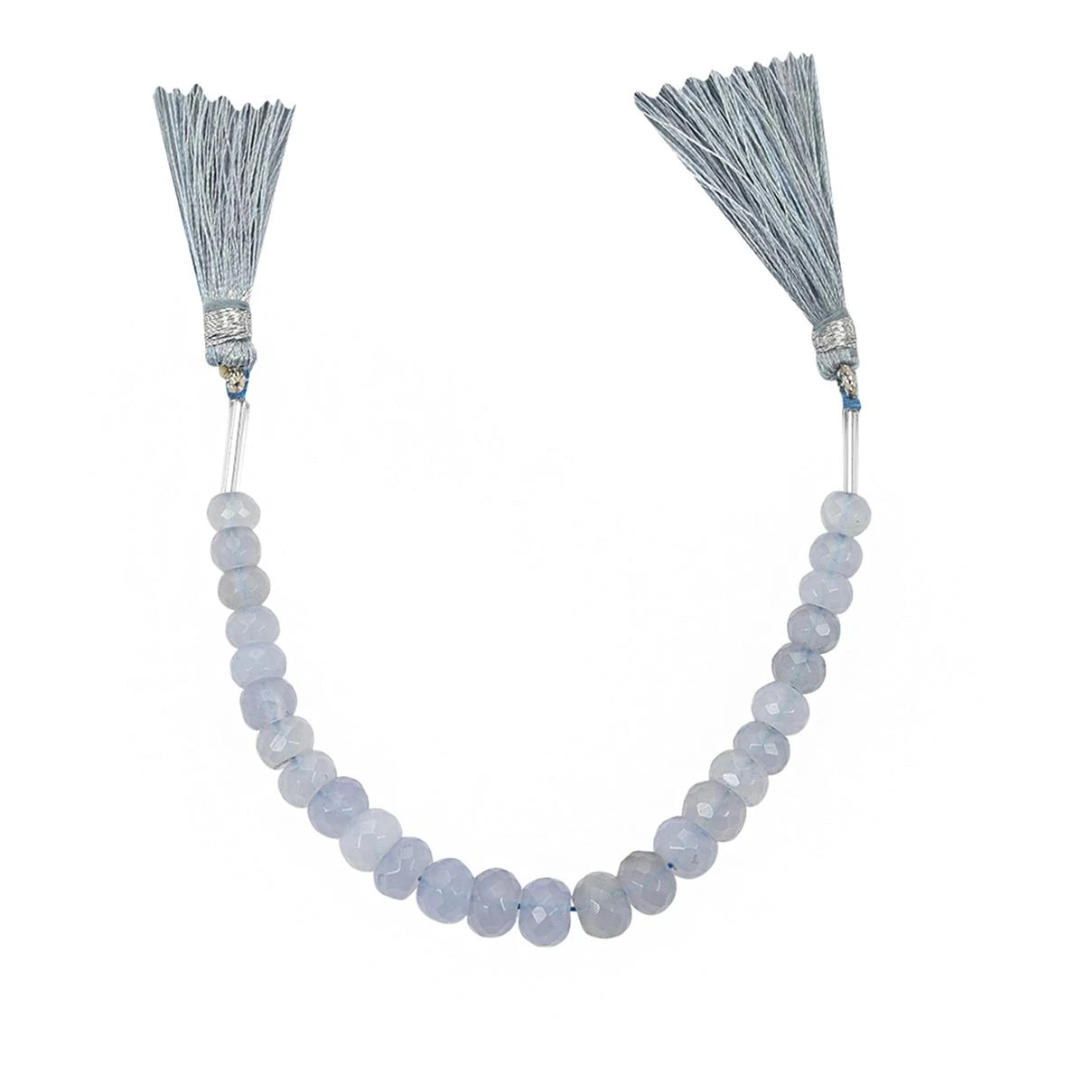 50cts Blue Chalcedony Faceted Rondelles Approx 5x3 To 7x5mm, 15cm Strand With Spacers - Image 2