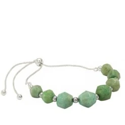 25cts Emerald Faceted Flat Edged Bicones Approx 6 To 8x9mm Slider Bracelet With 925 Sterling Silver