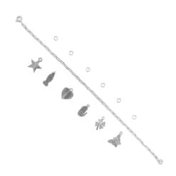 925 Sterling Silver 1x Long Link 8" Bracelet With Charms