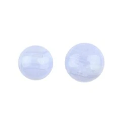 20cts Blue Lace Agate Round Cabochons Approx 14 X 16mm (Set Of 2)