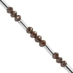 2.30cts Champagne Diamond Faceted Rondelles Approx 2mm, 6cm Strand With Spacers
