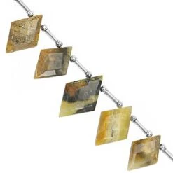 95cts Bumble Bee Jasper Faceted Rhombus Approx 17x11 To 24x16mm,14cm Strand With Spacers