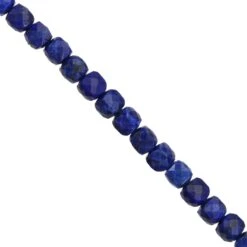 27cts Lapis Lazuli Faceted Cube Approx 3 To 4mm, 19cm Strand