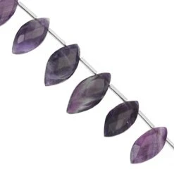 120cts Blue John Fluorite Faceted Marquoise Approx 15x8 To 23x11mm, 19cm Strand With Spacers