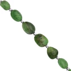 35cts Tsavorite Garnet Smooth Tumble Approx 5x4 To 11x9mm, 13cm Strand With Spacers