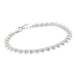 925 Sterling Silver Tennis Bracelet Mount (To Fit 5x3mm Gemstones)