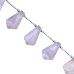 105cts Lavender Fluorite Smooth Fancy Shapes Approx 16x9 To 22x15mm, 17cm Strand With Spacers