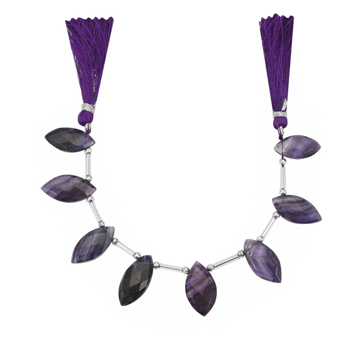 80cts Blue John Fluorite Faceted Marquoise Approx 18x8 To 23x11mm, 15cm Strand With Spacers - Image 2