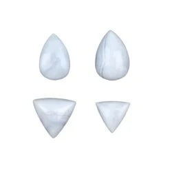 12.5cts Blue Lace Agate Pear & Triangle Cabochons Approx 12-13x8-9mm, 8 - 10mm (Set Of 4)