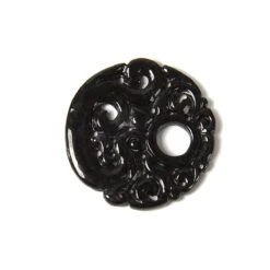 20cts Type A Black Jadeite Pendant Approx 30mm, 1pc