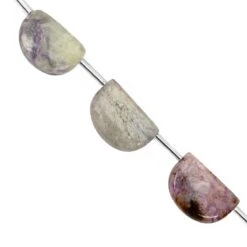 70cts Hackmanite With Diopside Smooth Half Moon Approx 15x11 To 20x13mm, 14cm Strand With Spacers