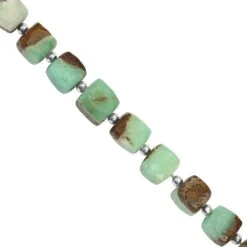 115cts Bio Chrysoprase Faceted Cube Approx 7 To 9mm, 21cm Strand With Spacers