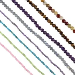 240cts Multi Gemstones In Plain Rounds Approx 4mm & Faceted Rounds Approx 2mm, Set Of 8 Strands