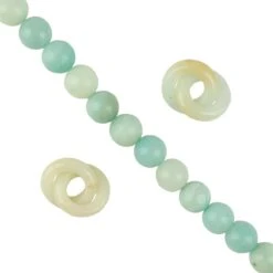 200cts 2x Amazonite Double Hoops Approx 15mm & 1 X8mm Amazonite Rounds, 38cm Strand