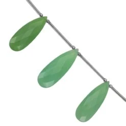 85cts Chrysoprase Faceted Elongated Pear Approx 36x12 To 42x14mm,10cm Strand With Spacers